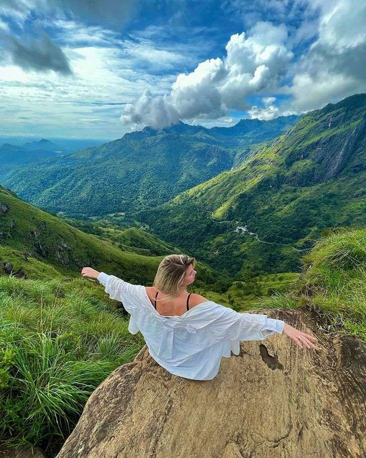 Little Adam’s Peak mountain tracking among green tea fields
