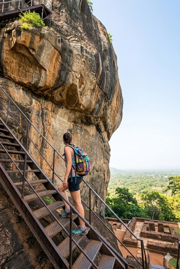 Sigiriya fortress engineering hike & Pidurangala view tracking