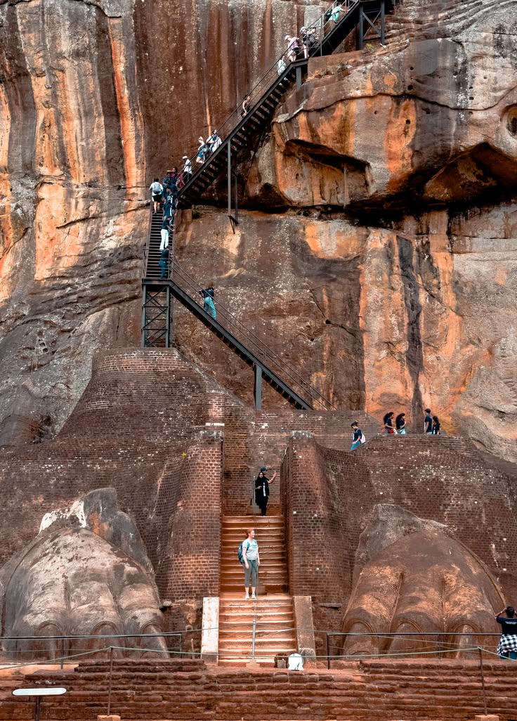 Sigiriya Lion Rock Fortress morning architectural climbing